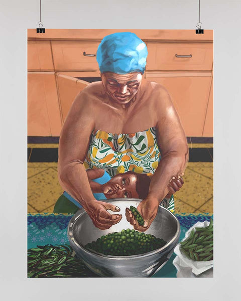 Shelling Peas With Granny Poster